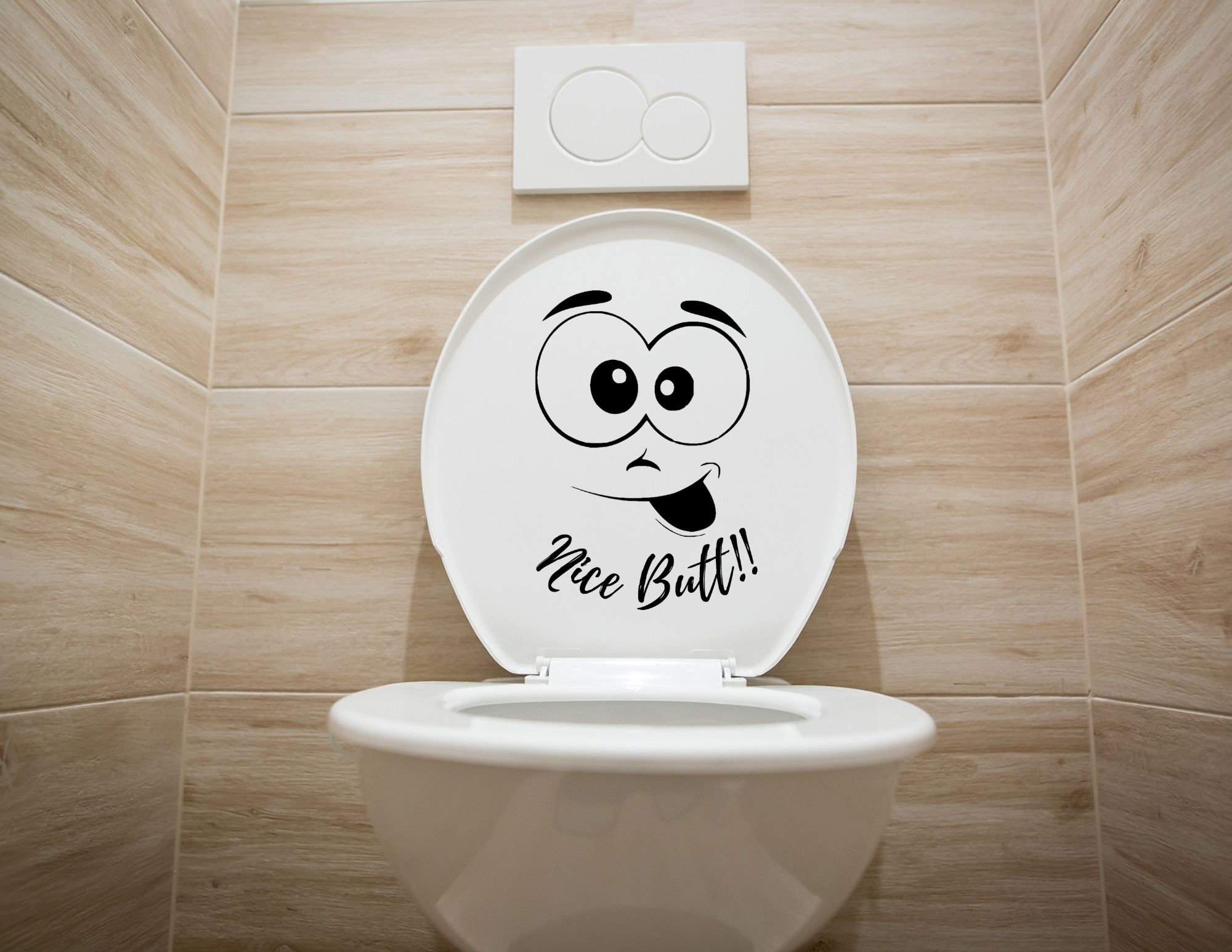 Nice Butt Funny Toilet Decoration Decal Sticker, Smiley Face Vinyl Sticker  
