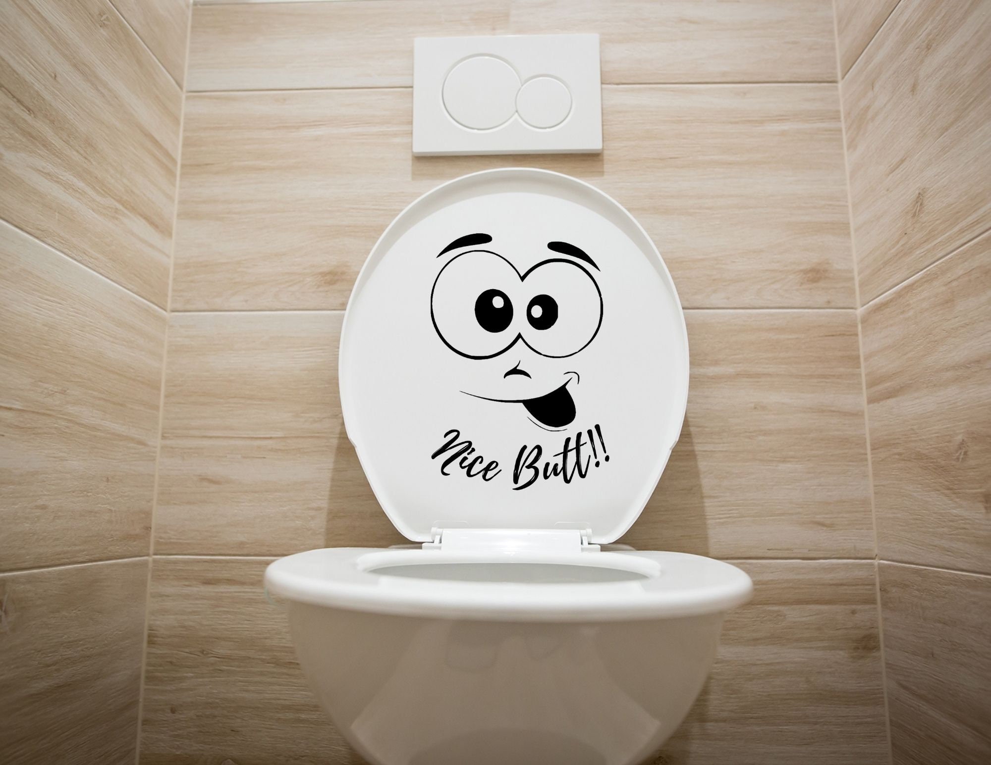 Nice Butt Funny Toilet Decoration Decal Sticker, Smiley Face Vinyl Sticker  