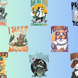 180 Funny Animal Design Bundle Great for POD or Sublimation Hi-Res Images - Digital File Digital Download - PNG, and PDG