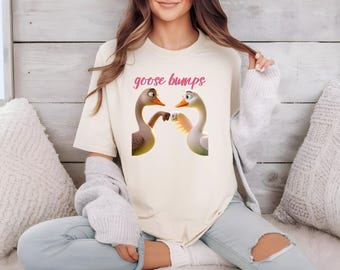 Camiseta unisex divertida Goose Bumps, camiseta de estilo suave, camiseta gráfica divertida, camiseta de ganso peculiar, idea de regalo novedosa