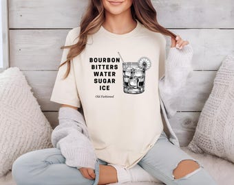 Cocktail Recipe T-Shirt, Mixology Tee, Vintage Drink Shirt, Old Fashioned Cocktail Gift, Retro Bartender Top