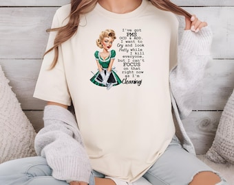 Pin-up Girl PMS Ocd & ADD Retro Funny Softstyle T-Shirt | 60's Style Vintage, Funny Tee, Retro Shirt, Vintage T-Shirt