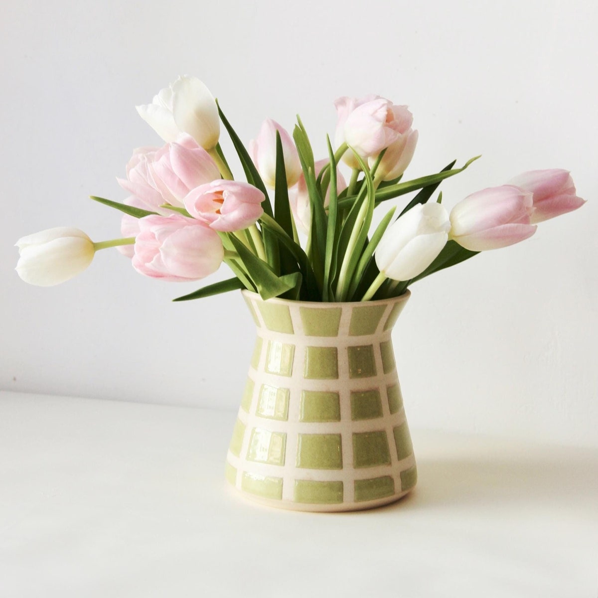 Handmade Ceramic Grid Vase