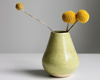 Handmade Ceramic Bud Vase | Green Speckled Vase | Small Flower Vase | Modern Minimalist Decor | Air Plant Holder |Mini Vase | Ceramic Vase