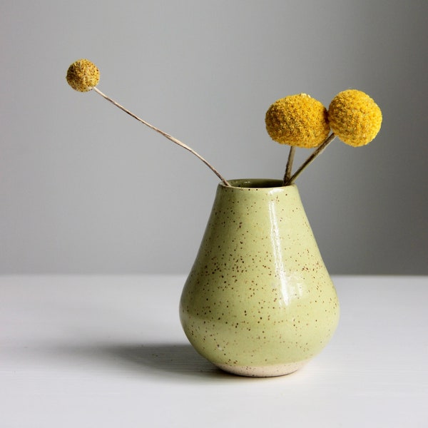 Handmade Ceramic Bud Vase | Green Speckled Vase | Small Flower Vase | Modern Minimalist Decor | Air Plant Holder |Mini Vase | Ceramic Vase