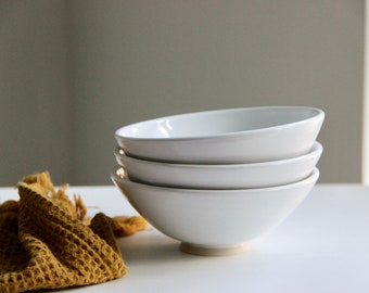White Ceramic Bowl | Handmade Pottery Bowl | Bowls | Medium Ceramic Bowl | Tableware | Set Of Bowls | White Cereal Bowl | Modern Farmhouse