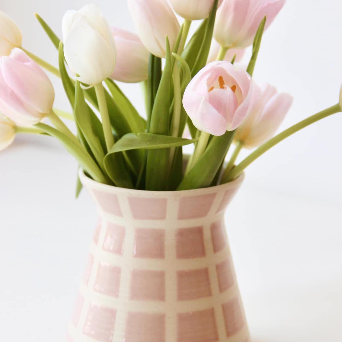 Pink Handmade Ceramic Vase Checkered - Etsy
