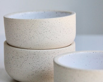 Handmade Ceramic Prep Bowl, White | Exposed Clay | Speckled Bowl | Spice Dish | White Ramekin | Small Serving Bowls | Bowl Set | Salt Well