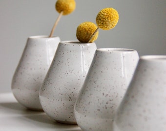 Ceramic Bud Vase | Handmade Speckled White Vase | Flower Vase | Bud Vase | Air Plant Holder | Modern Home Decor | Boho | Simple Modern Vase
