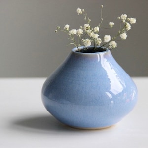 Light Blue Ceramic Bud Vase | Unique Flower Vase | Small Flower Vase Pottery | Air Plant Holder | Modern | Minimalist Home Decor | Boho Vase