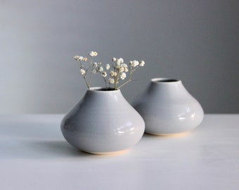 Grey Ceramic Bud Vase | Unique Flower Vase | Small Flower Vase Pottery | Air Plant Holder | Modern | Minimalist Home Decor | Boho Vase