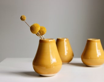 Handgemachte Keramik Vase | Gelbe Vase | Kleine Blumenvase | Moderne minimalistische Wohnkultur | Luftpflanzenhalter |Mini Vase | Keramik Vase