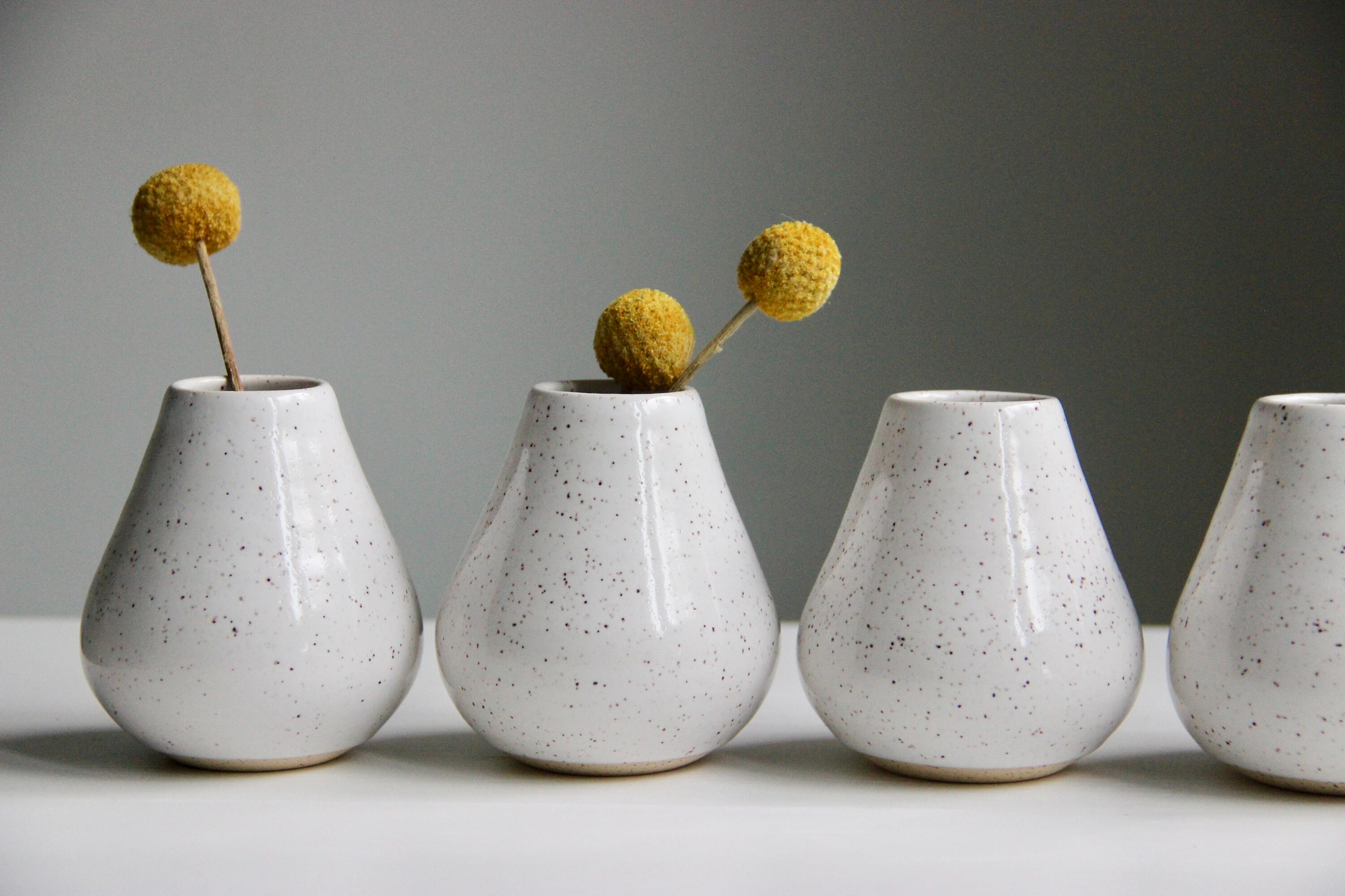 Ceramic Bud Vase Handmade Speckled White Vase Flower Vase - Etsy