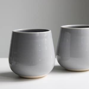 Large Handmade Grey Ceramic Tumbler 16oz Mug No Handle Gray Ceramic Wine Glass Ceramic Cup Modern Farmhouse Minimalist Pottery image 2