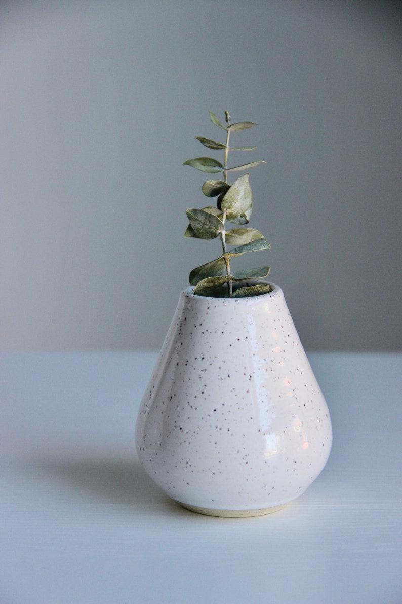 Ceramic Bud Vase Handmade Speckled White Vase Flower Vase Bud Vase Air Plant Holder Modern Home Decor Boho Simple Modern Vase image 6