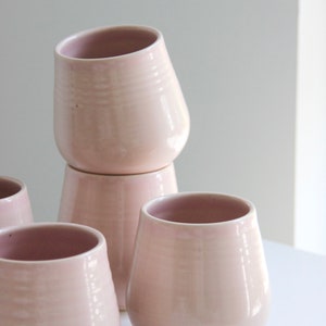 Large Light Pink Ceramic Tumbler | Mug No Handle | 16oz Pink Mug | Modern Minimalist Pottery | Wine Tumbler Set | Stemless Wine Glass | Gift