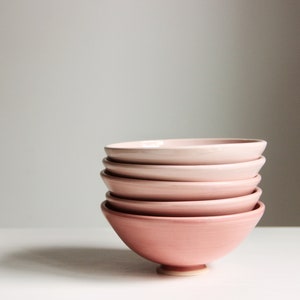 Handmade Pink Ceramic Bowls | Handmade Pottery Bowl Set | Set Of  Bowls | Gradient Pink Bowls | Medium Bowl | Bowls | Modern Farm Tableware