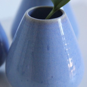 Handmade Blue Ceramic Bud Vase Small Flower Vase Modern Pottery Home Decor Air Plant Holder Gift image 4
