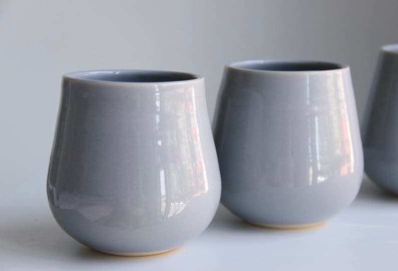 Large Handmade Grey Ceramic Tumbler 16oz Mug No Handle Gray Ceramic Wine Glass Ceramic Cup Modern Farmhouse Minimalist Pottery image 4