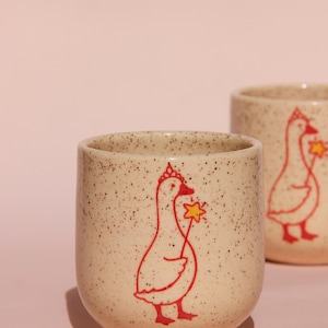 Handmade Princess Silly Goose Ceramic Mug | Whimsical Pottery Espresso Cup, Speckled Stoneware Cortado Cup, Silly Goose Lover Gift (6oz)