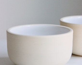 Handmade Ceramic Prep Bowl, White | Exposed Clay | Small Prep Bowl | Spice Dish | White Ramekin | Small Serving Bowls | Bowl Set | Salt Well