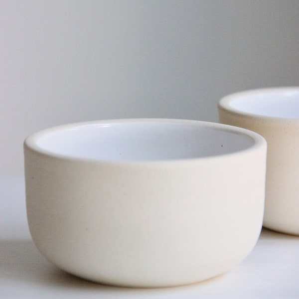 Handmade Ceramic Prep Bowl, White | Exposed Clay | Small Prep Bowl | Spice Dish | White Ramekin | Small Serving Bowls | Bowl Set | Salt Well