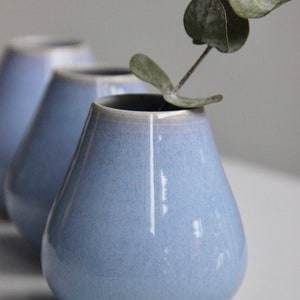 Handmade Blue Ceramic Bud Vase Small Flower Vase Modern Pottery Home Decor Air Plant Holder Gift image 2