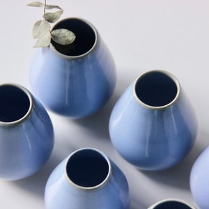 Handmade Blue Ceramic Bud Vase Small Flower Vase Modern Pottery Home Decor Air Plant Holder Gift image 5