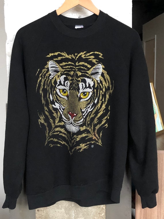 Vintage Glitter Tiger Sweatshirt, Tiger Sweatshirt