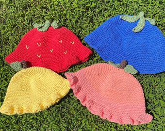 Crochet PATTERN: Fruit Bucket Hat 