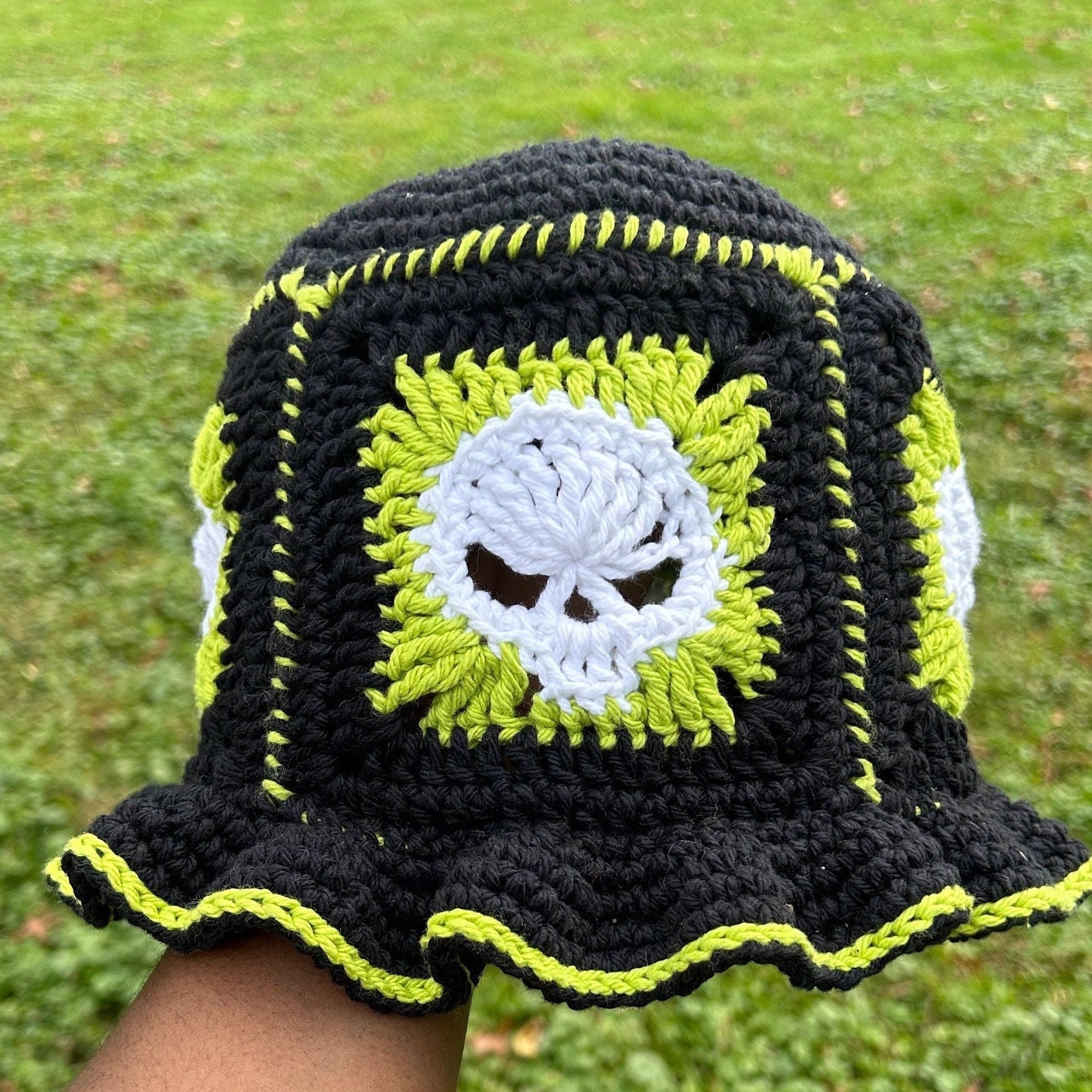 Green Skull Bucket Hat - Handmade - Etsy