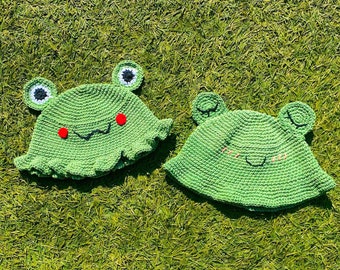 Crochet PATTERN: Frog Bucket Hat - Multiple Sizes!
