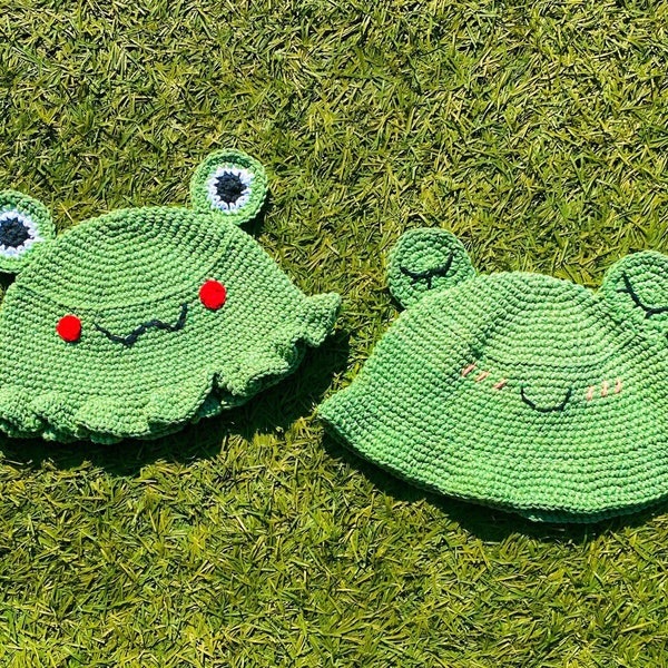 Crochet PATTERN: Frog Bucket Hat - Multiple Sizes!