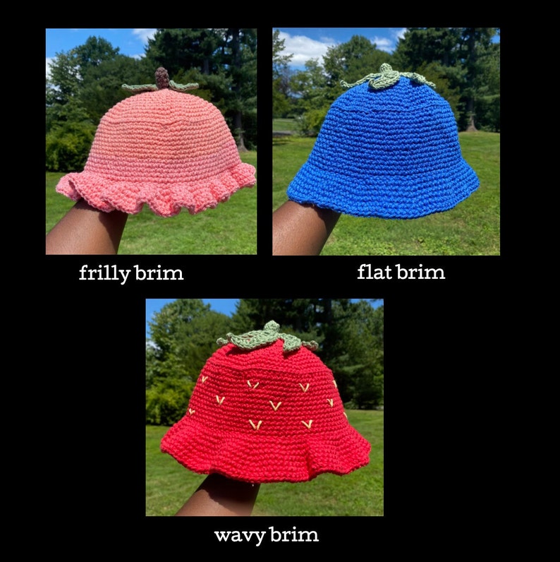 Crochet PATTERN: Fruit Bucket Hat Multiple Sizes image 2