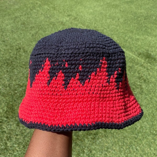 Crochet PATTERN: Simple Flame Bucket Hat