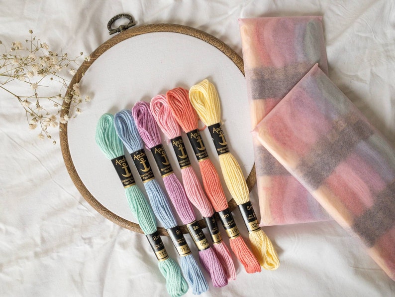Pastel Colours-Anchor Stranded Cotton Embroidery Thread- Set of 6 skeins- Floss Pack- Embroidery Thread- Pastel Bundle- Anchor Thread Pack image 2