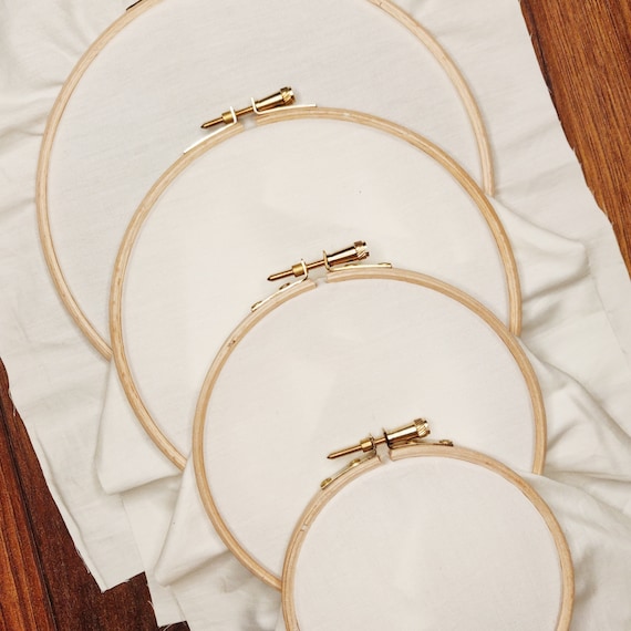 Ready to Stitch Quality Embroidery Hoops with 100% Cotton Fabric with 4 sizes ( 4" ~ 10cm, 5" ~ 13cm, 6" ~ 15cm 7"~ 18cm ) , Made in UK
