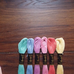 Pastel Colours-Anchor Stranded Cotton Embroidery Thread- Set of 6 skeins- Floss Pack- Embroidery Thread- Pastel Bundle- Anchor Thread Pack image 7