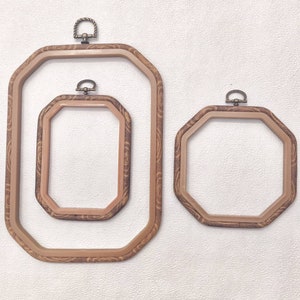 Embroidery Flexi Hoop Octagonal Cross Stitch Display Wood Effect in 3 Sizes