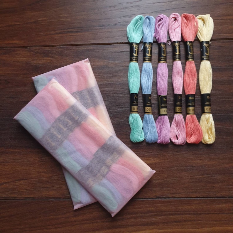 Pastel Colours-Anchor Stranded Cotton Embroidery Thread- Set of 6 skeins- Floss Pack- Embroidery Thread- Pastel Bundle- Anchor Thread Pack image 6