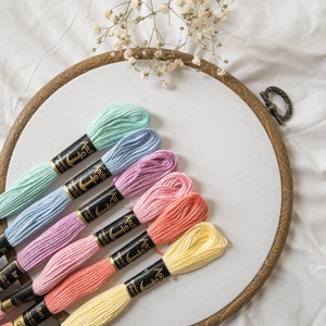 Pastel Colours-Anchor Stranded Cotton Embroidery Thread- Set of 6 skeins- Floss Pack- Embroidery Thread- Pastel Bundle- Anchor Thread Pack image 3