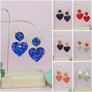 Heart earrings in shimmering red leather and light gold, gold stud earrings, women's gift, LOVELY