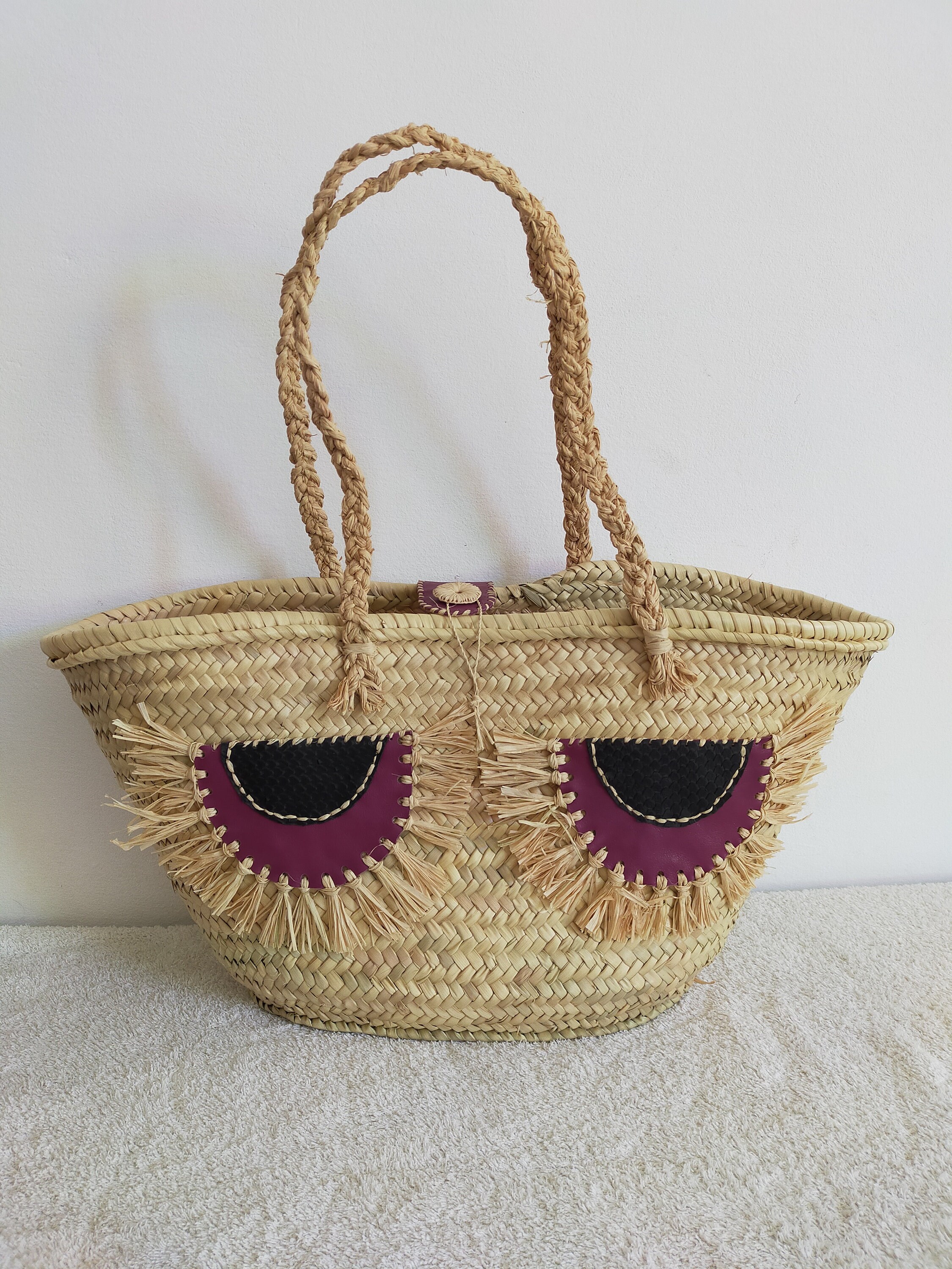 Raffia box with attached lid Moroccan handcrafted storage Etsy