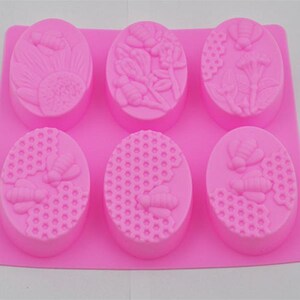 Molde de silicona con forma de panal de abeja, ovalado en 3D, para jabón, pasteles, chocolate o dulces.