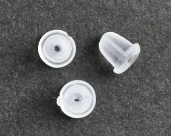 Earring backs silicone 100 pcs, Rubber earring backs, Plastic ear nuts, Hypoallergenic ear backs