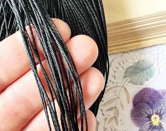 Black Waxed Cord 1mm, Waxed Cotton String for Jewelry Making, Beading, Macrame, and Crafts, 5 Yards