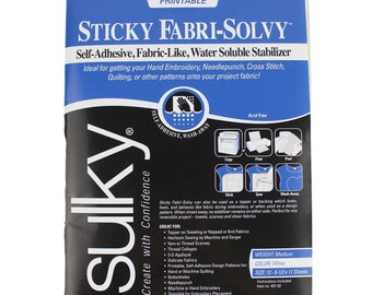 457-02 Sticky Fabri-Solvy Sheets 8-1/2in x 11in - 12 sheets - Sulky