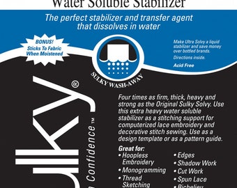 408-01 - Stabilisateur soluble dans l'eau extrêmement ferme et stable Ultra Solvy 20 po x 1 vg - Sulky