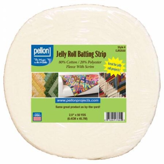 80/20 Cotton/Polyester Batting With Scrim Jelly Roll Strip 2.5in x 50 yds 80/20 Cotton/Polyester Batting With Scrim Jelly Roll Strip 2.5in x 50 yds