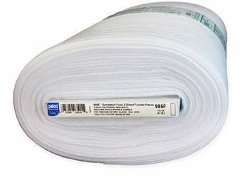 985f - Fusible tipo sándwich - Vellón fusible de doble cara - Blanco - Pellon